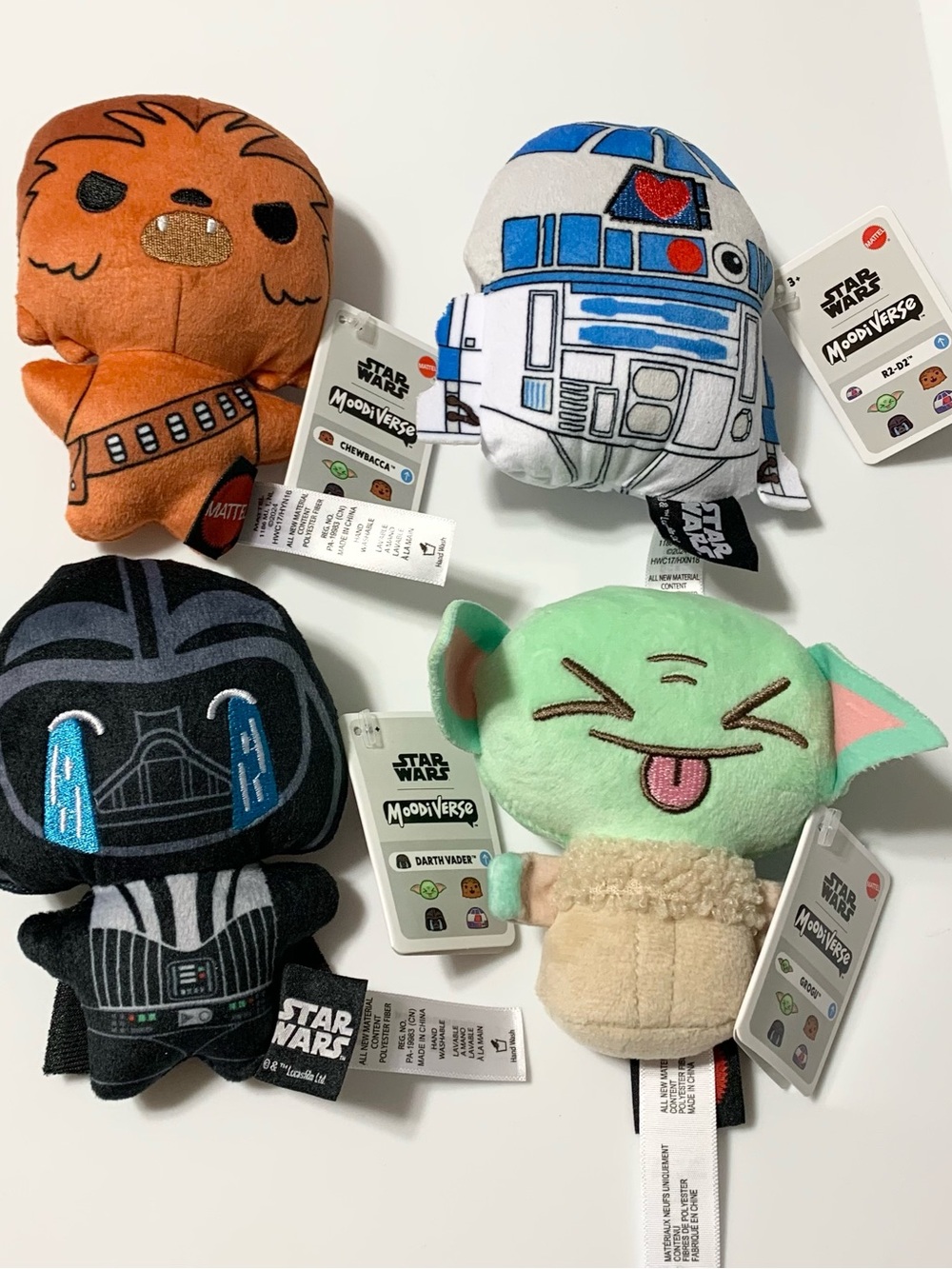 Star Wars Moodiverse Plush 4 Mini Plushies R2D2 Darth Vader Chewbacca Grogu NEW